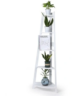 5 Tier Corner Shelf Rack in White