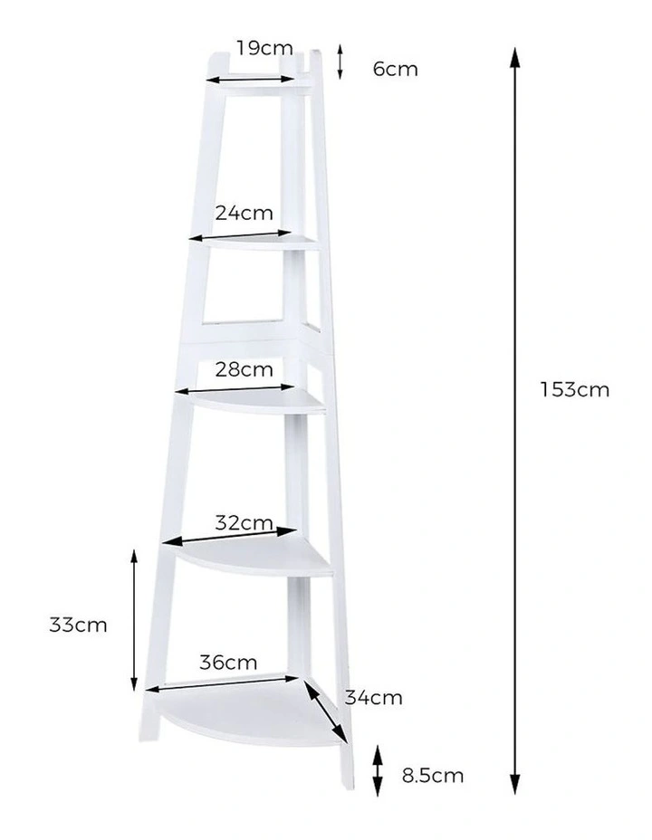 5 Tier Corner Shelf Rack in White image 3