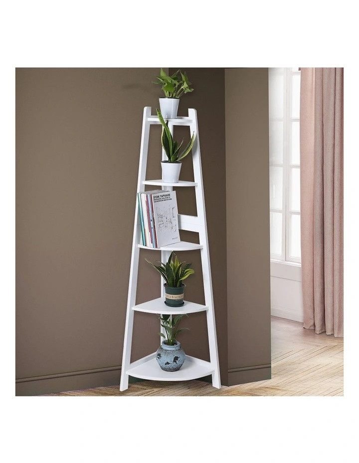 5 Tier Corner Shelf Rack in White image 7