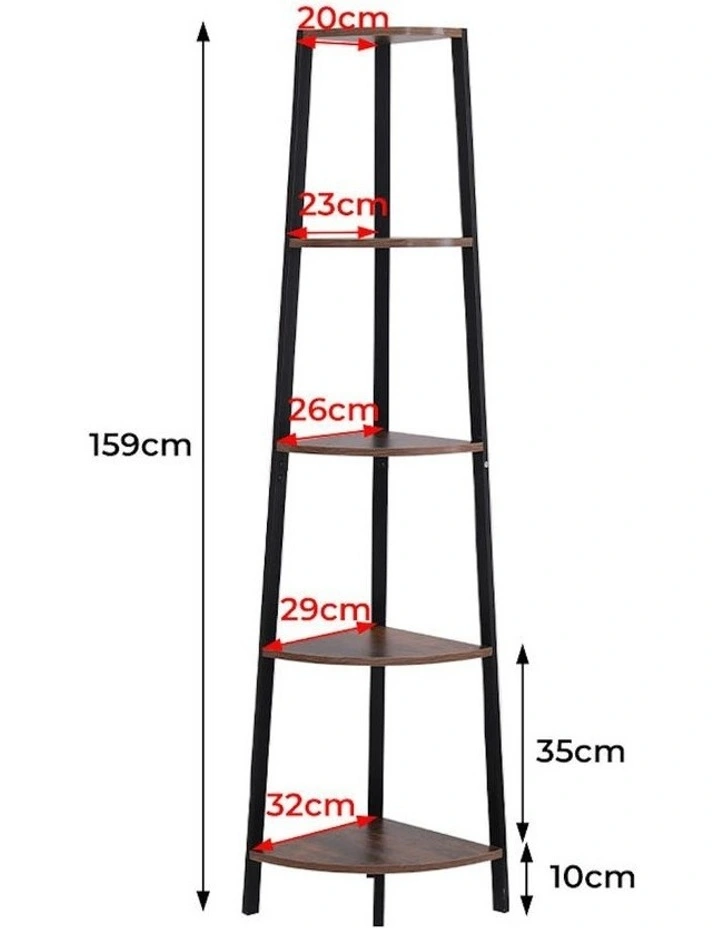 5 Tier Corner Shelf in Brown image 3