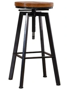 Industrial Kitchen Stool in Black/Brown