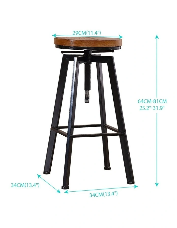 Industrial Kitchen Stool in Black/Brown image 3