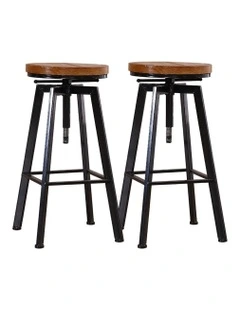 Industrial Bar Stool x2 in Black/Brown