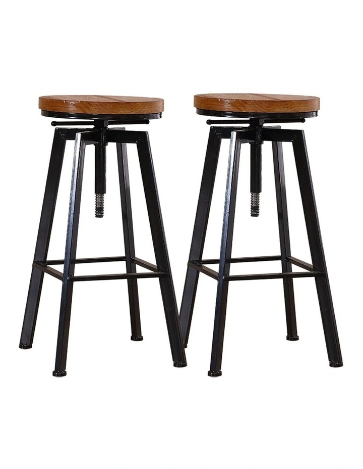 Industrial Bar Stool x2 in Black/Brown image 1