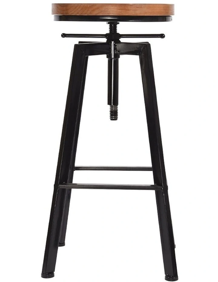 Industrial Bar Stool x2 in Black/Brown image 2