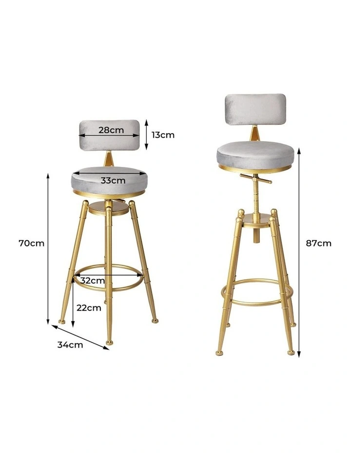 Swivel Kitchen Bar Stools with Velvet Padded Seat Pack of 1 in Grey image 3