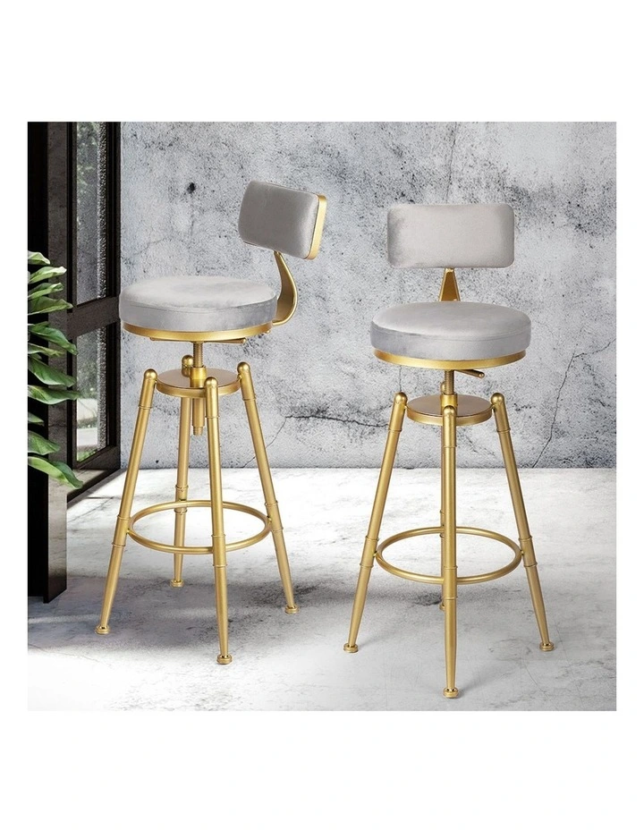 Swivel Kitchen Bar Stools with Velvet Padded Seat Pack of 1 in Grey image 7