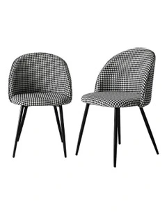 Upholstered Padded Seat x2 in Black/White