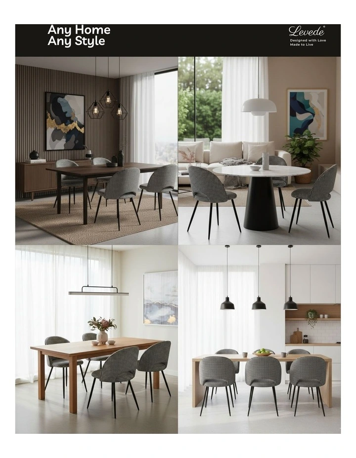 Upholstered Padded Seat x2 in Black/White image 4