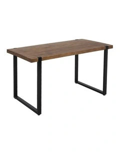 Industrial Wooden Dining Table 140cm in Dark Brown