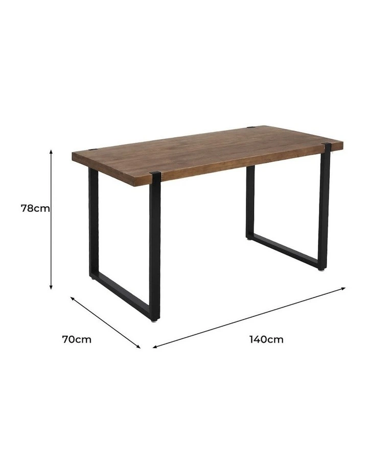 Industrial Wooden Dining Table 140cm in Dark Brown image 3