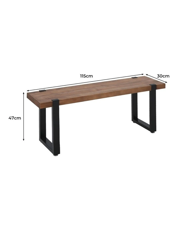 Wooden Bench Chair 2x in Brown image 3