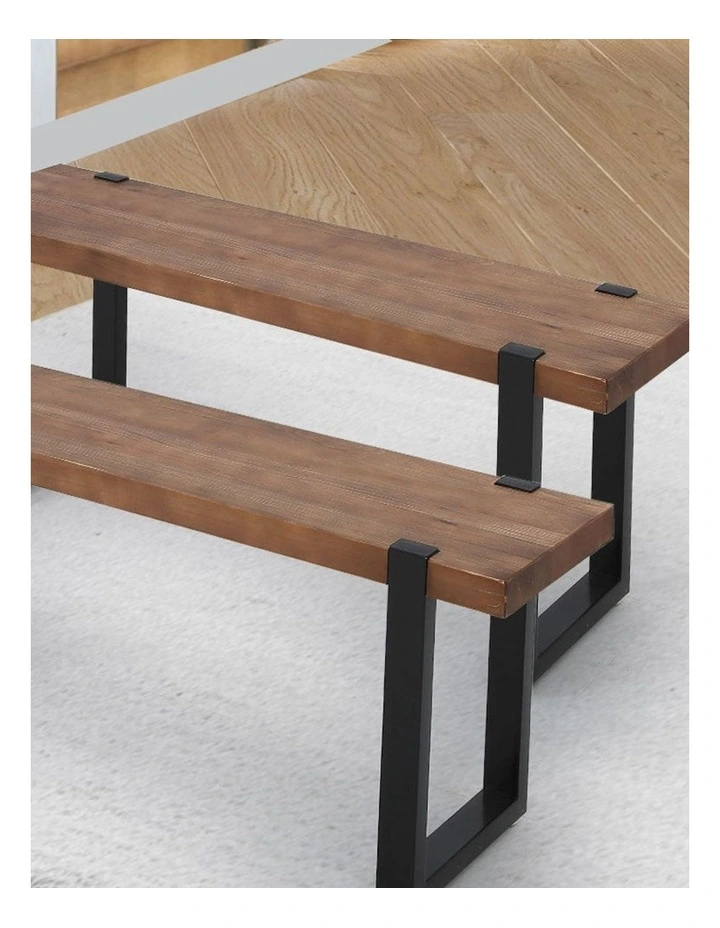 Wooden Bench Chair 2x in Brown image 7
