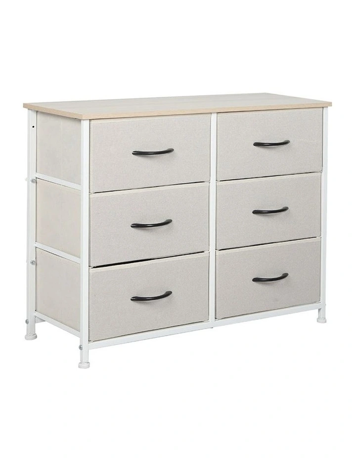 Storage Cabinet 6 Drawers in Beige image 1