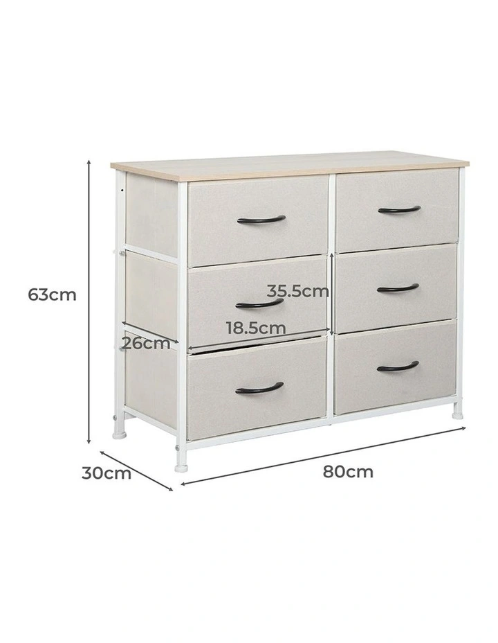 Storage Cabinet 6 Drawers in Beige image 3