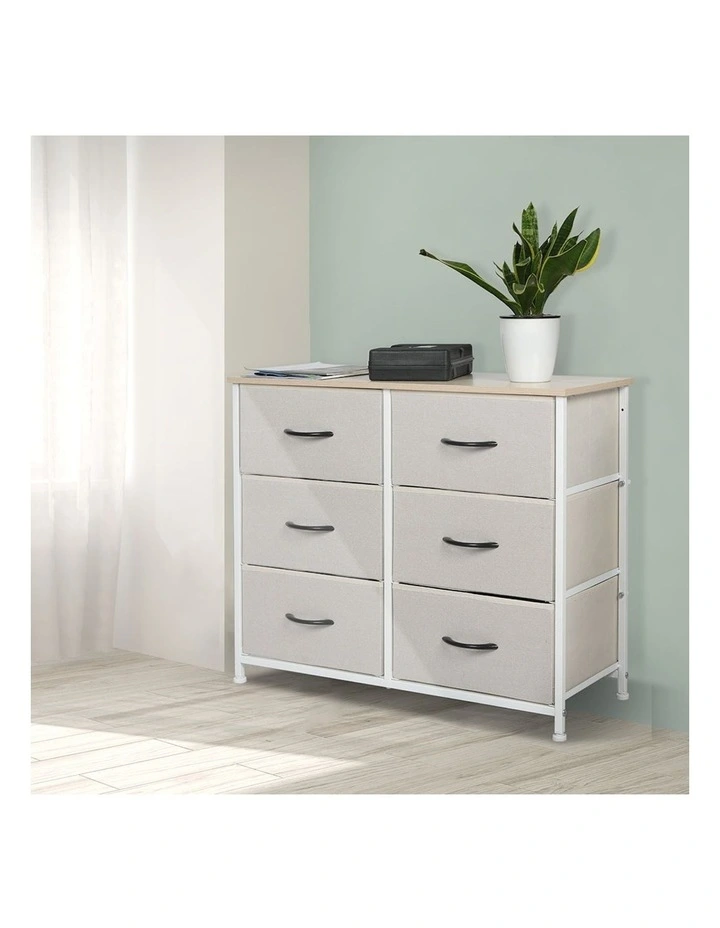 Storage Cabinet 6 Drawers in Beige image 7