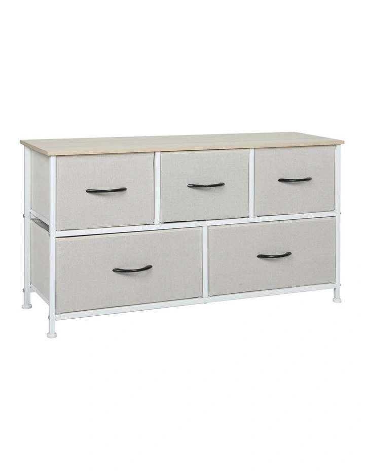 Storage Cabinet 5 Drawers in Beige image 1