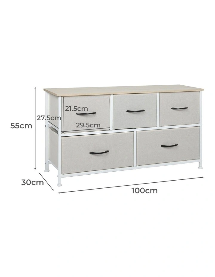 Storage Cabinet 5 Drawers in Beige image 3