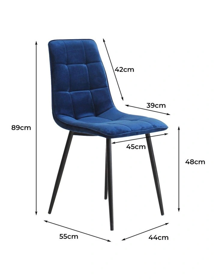 Padded Seat Velvet Dining Chairs x4 in Blue image 5