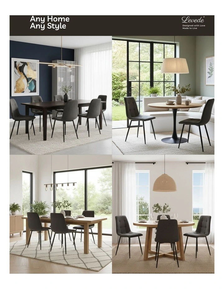 Padded Seat Velvet Dining Chairs x4 in Grey image 4