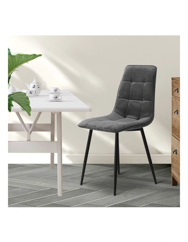 Padded Seat Velvet Dining Chairs x4 in Grey image 7