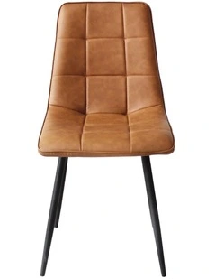 Padded Seat PU Leather Dining Chairs 4x in Brown