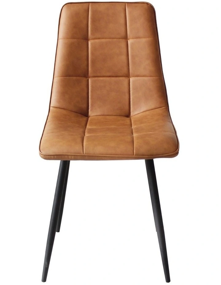 Padded Seat PU Leather Dining Chairs 4x in Brown image 1