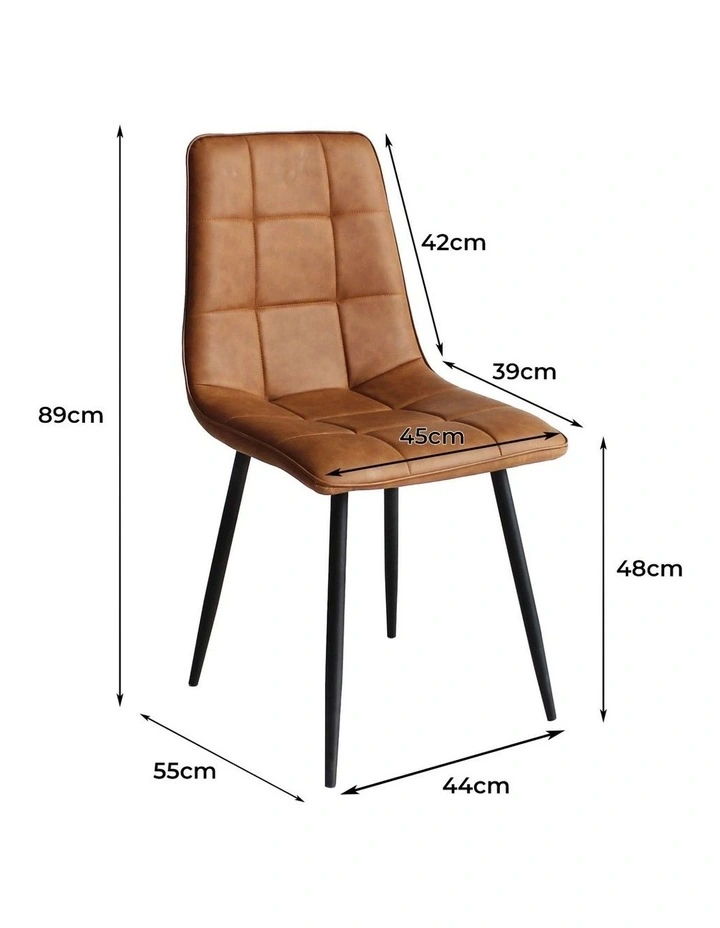 Padded Seat PU Leather Dining Chairs 4x in Brown image 3