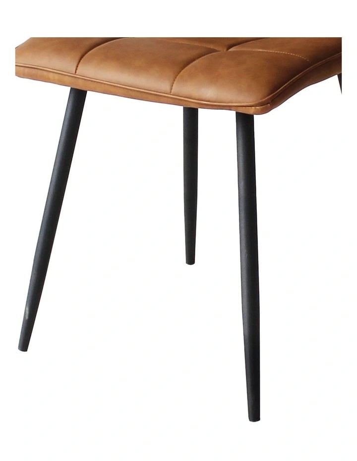 Padded Seat PU Leather Dining Chairs 4x in Brown image 5