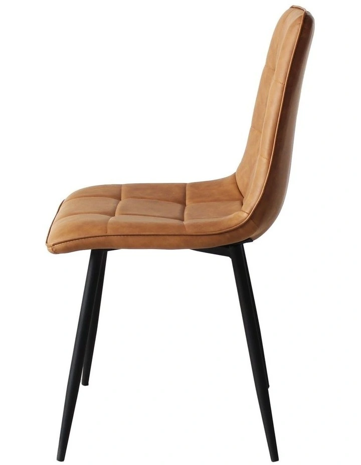 Padded Seat PU Leather Dining Chairs 4x in Brown image 6