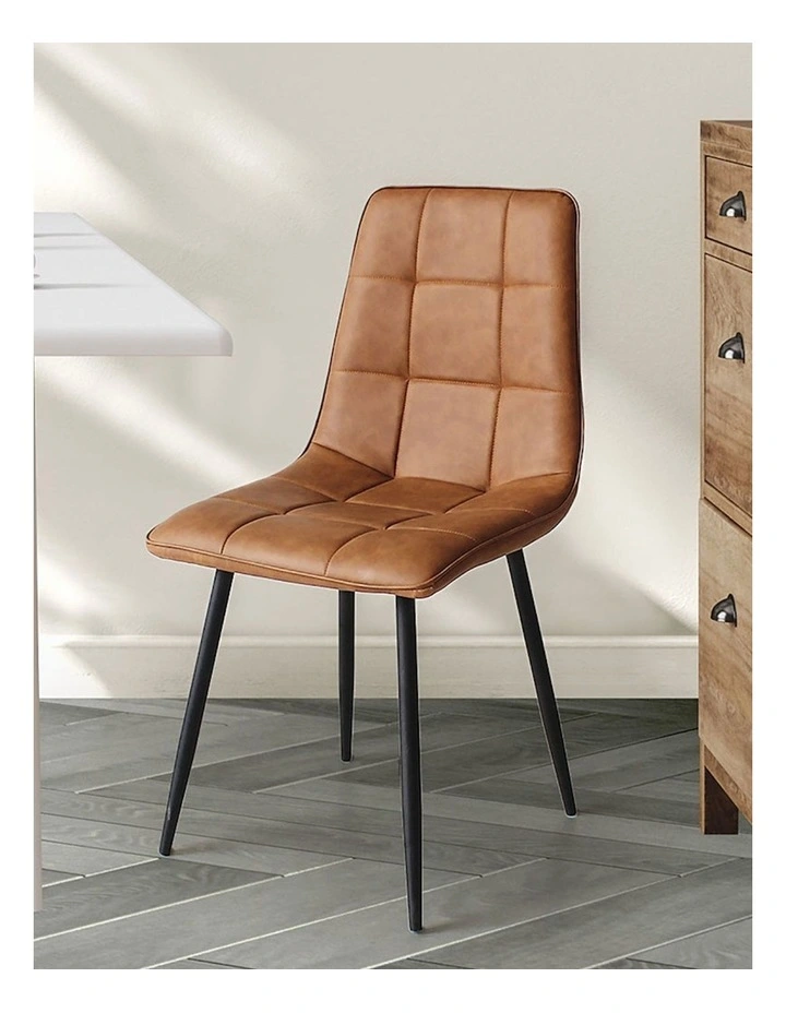 Padded Seat PU Leather Dining Chairs 4x in Brown image 7