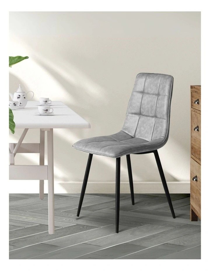 Padded Seat PU Leather Dining Chairs 4x in Grey image 2