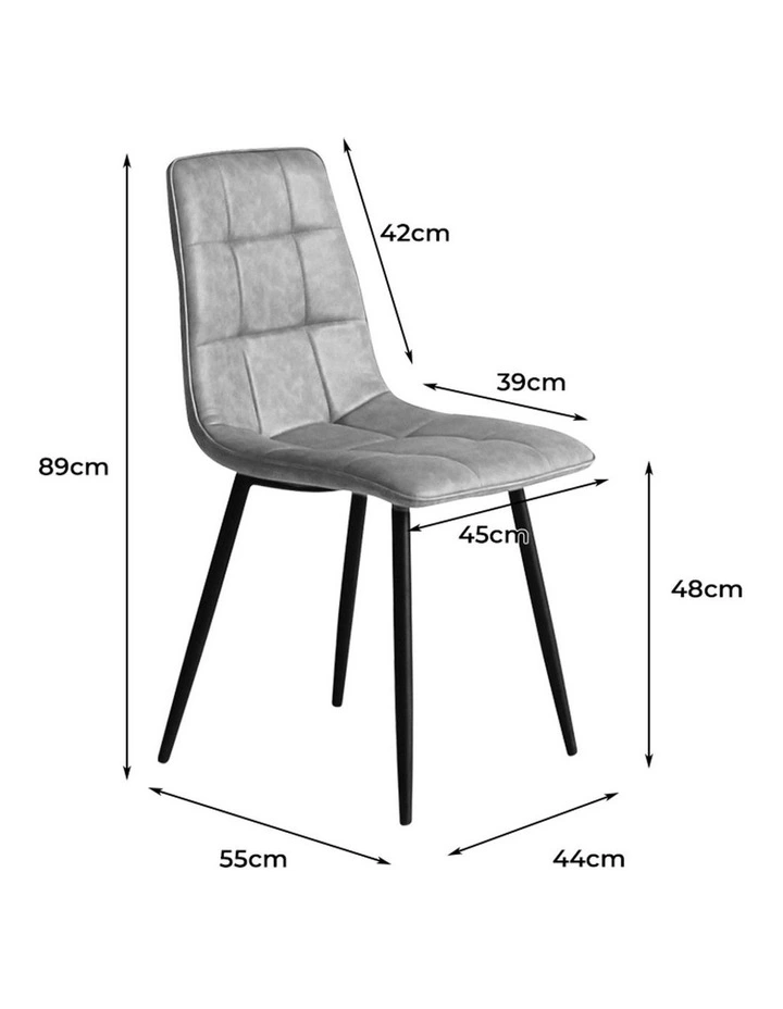 Padded Seat PU Leather Dining Chairs 4x in Grey image 3