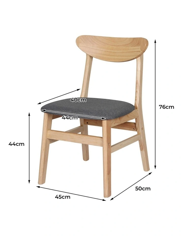 Wood Linen Fabric Dining Chairs in Natural image 3