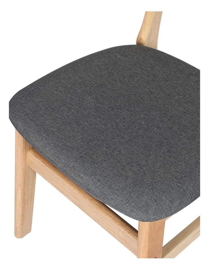 Wood Linen Fabric Dining Chairs in Natural image 5