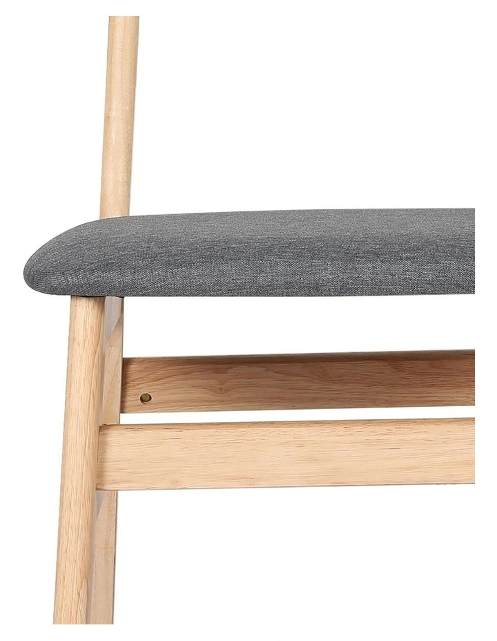 Wood Linen Fabric Dining Chairs in Natural image 6