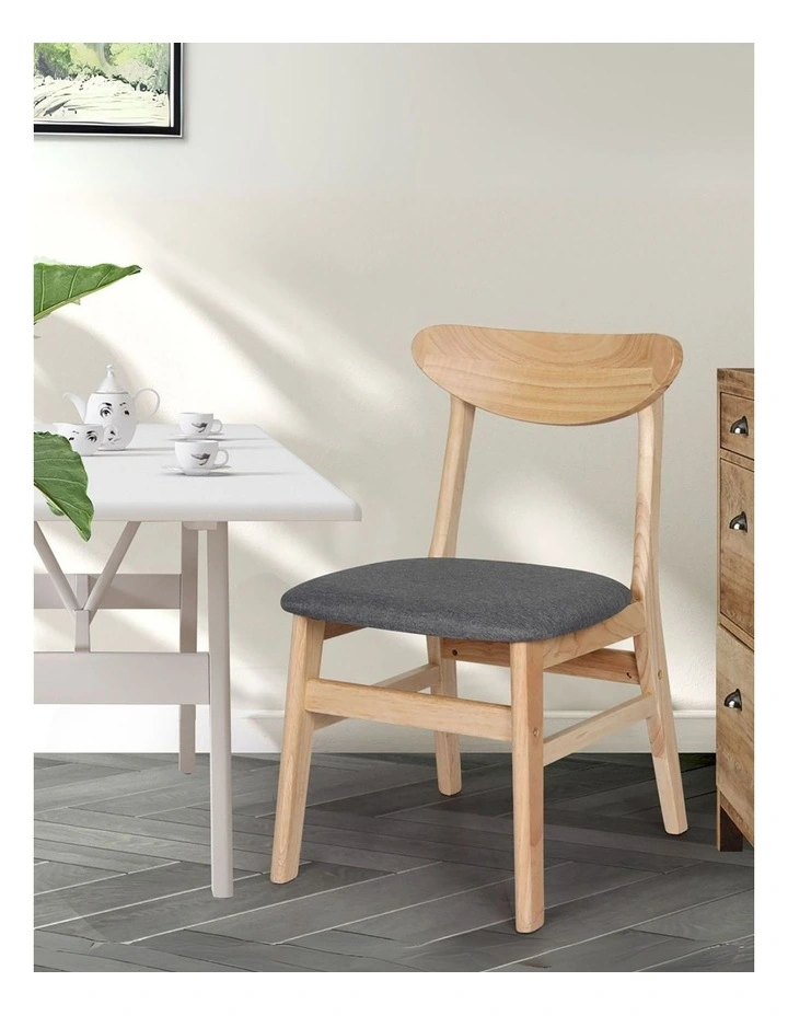 Wood Linen Fabric Dining Chairs in Natural image 7