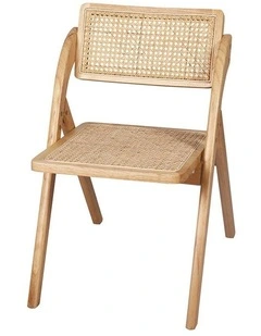 2X Dining Chairs Foldable Wood Rattan Furniture Lounge Seat in Brown