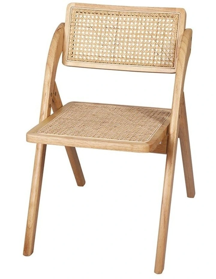 2X Dining Chairs Foldable Wood Rattan Furniture Lounge Seat in Brown image 1