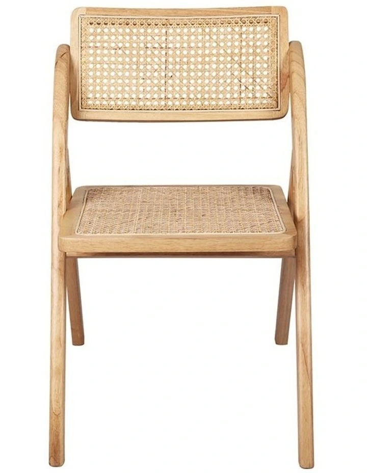 2X Dining Chairs Foldable Wood Rattan Furniture Lounge Seat in Brown image 2