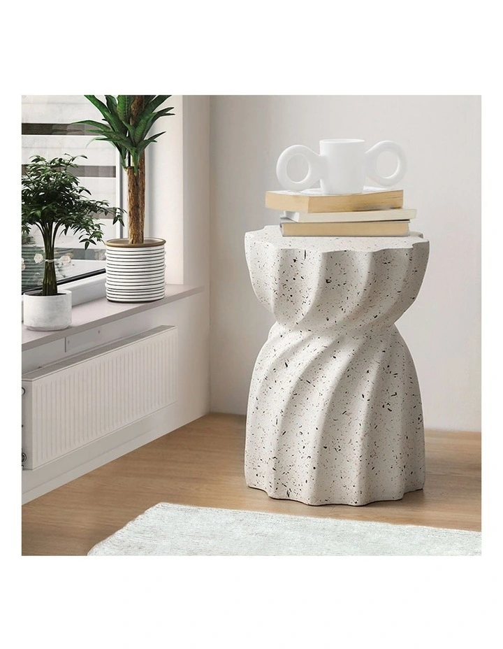 Terrazzo Hourglass Side Table in White image 7