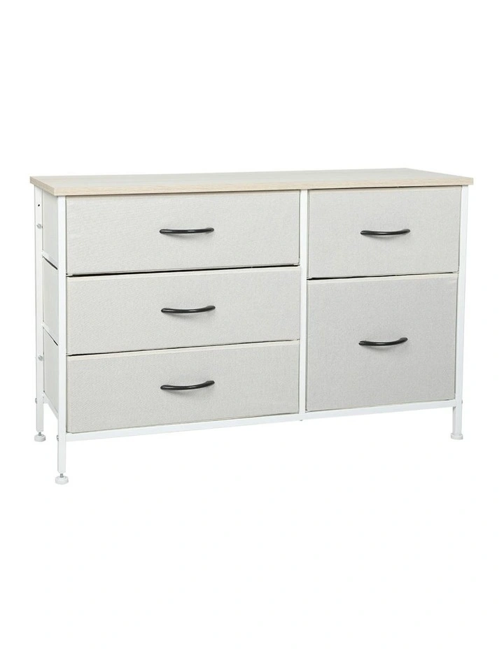 Storage Cabinet 5 Drawers in Beige image 1