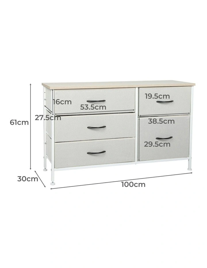 Storage Cabinet 5 Drawers in Beige image 3