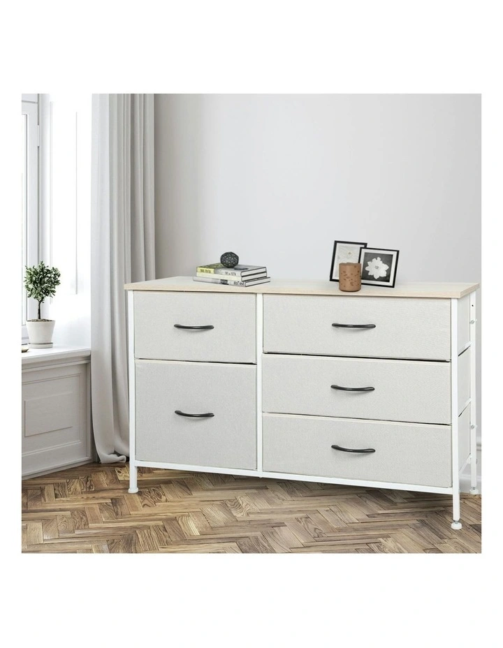 Storage Cabinet 5 Drawers in Beige image 7