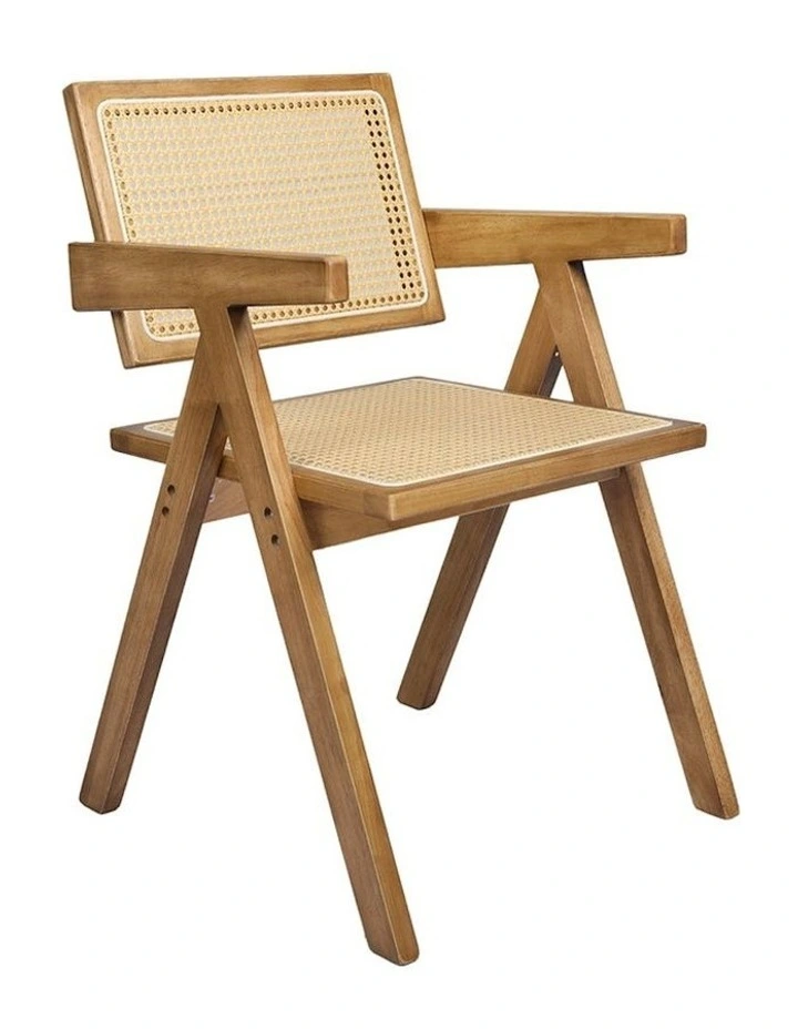 Solid Wood Rattan Armchair in Natural image 1