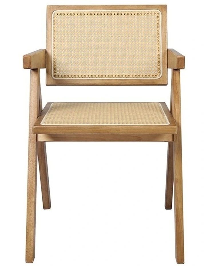 Solid Wood Rattan Armchair in Natural image 2