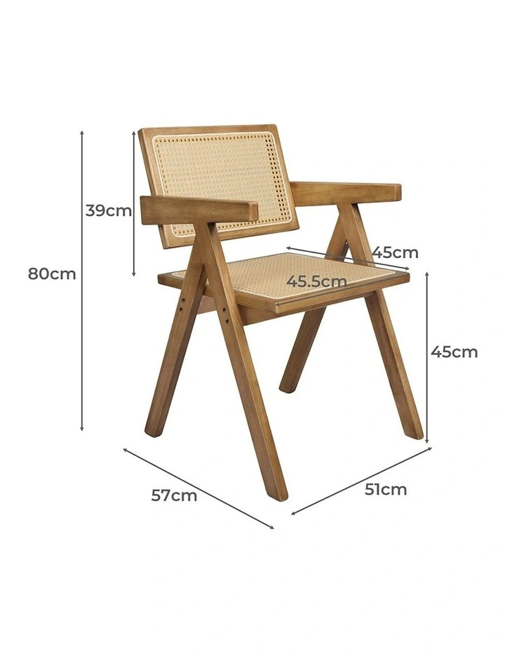 Solid Wood Rattan Armchair in Natural image 3