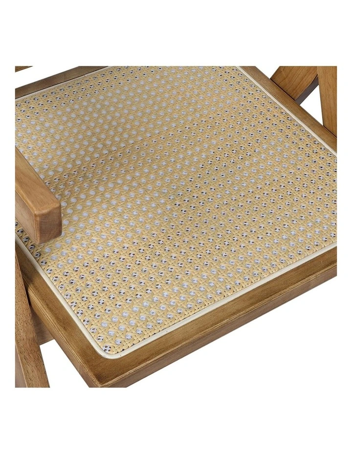 Solid Wood Rattan Armchair in Natural image 4