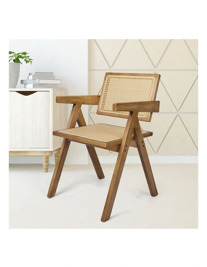 Solid Wood Rattan Armchair in Natural image 7