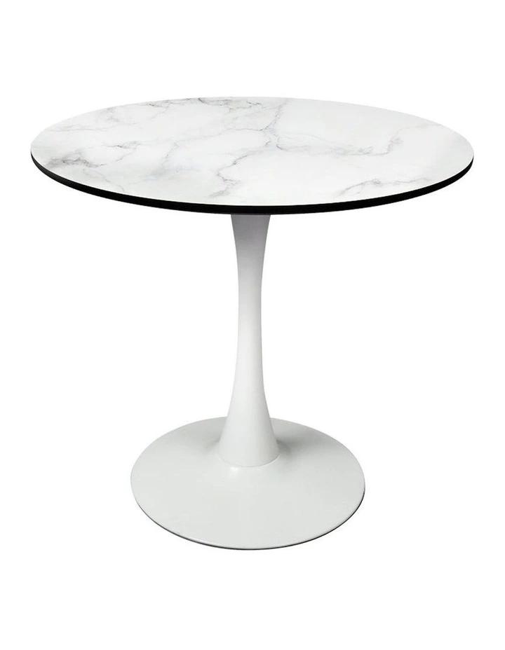 Round Swivel Dining Table 80cm in White image 1